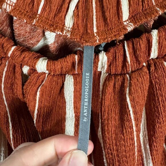Anthropologie Elodie Top Womens Medium M Terra Cota Striped Off Shoulder Blouse‎ - Picture 8 of 12